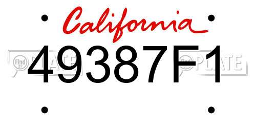 49387F1 California License Plate
