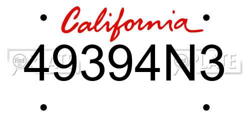 49394N3 California License Plate