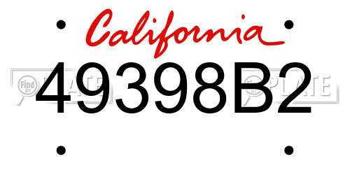 49398B2 California License Plate