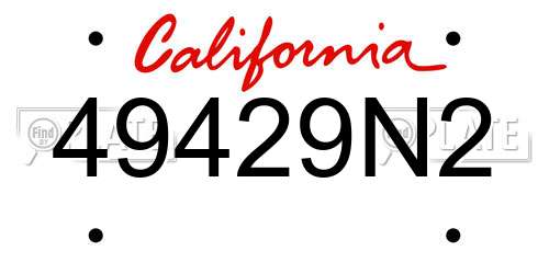 49429N2 California License Plate