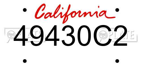 49430C2 California License Plate