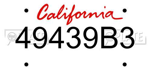 49439B3 California License Plate