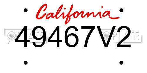 49467V2 California License Plate