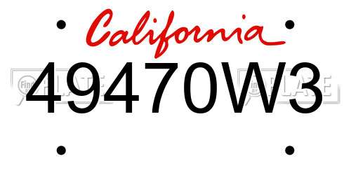 49470W3 California License Plate