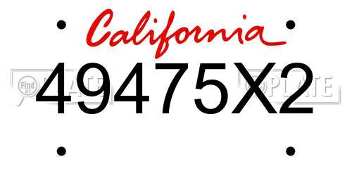 49475X2 California License Plate