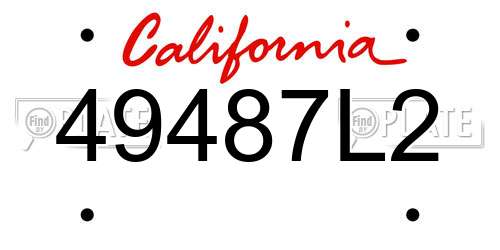 49487L2 California License Plate