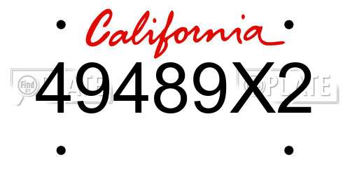 49489X2 California License Plate