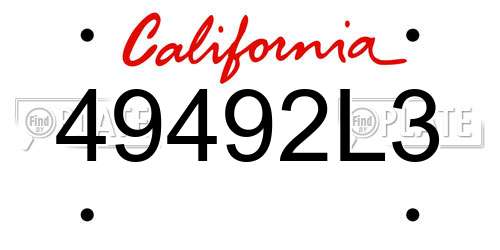 49492L3 California License Plate
