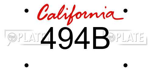 494B California License Plate