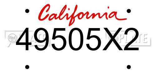 49505X2 California License Plate