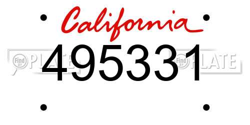 495331 California License Plate