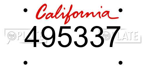 495337 California License Plate