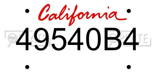 49540B4 California License Plate
