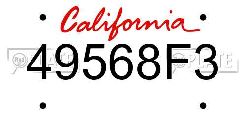 49568F3 California License Plate