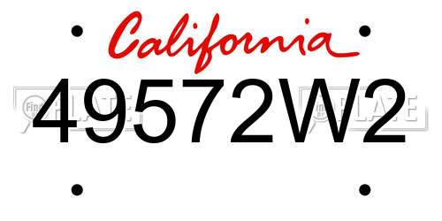 49572W2 California License Plate