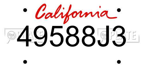 49588J3 California License Plate