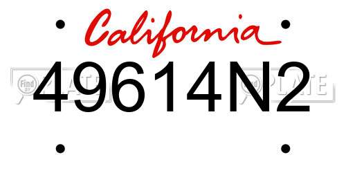 49614N2 California License Plate