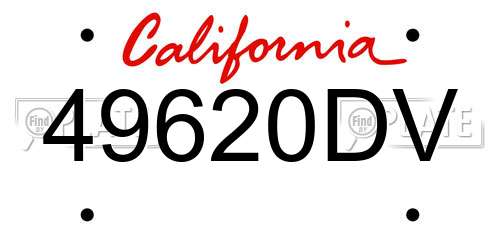 49620DV California License Plate