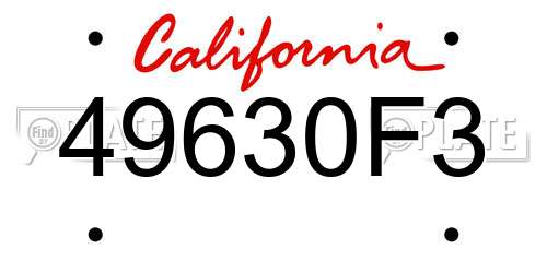 49630F3 California License Plate