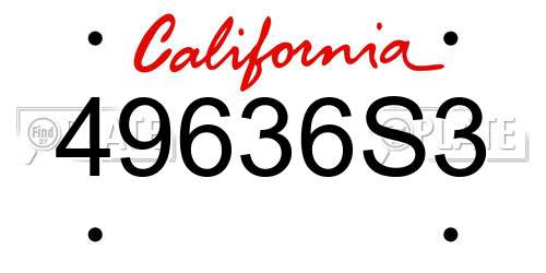 49636S3 California License Plate