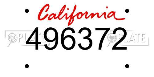 496372 California License Plate