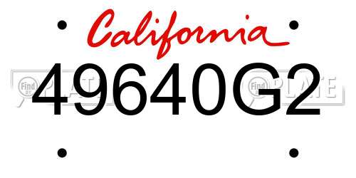 49640G2 California License Plate