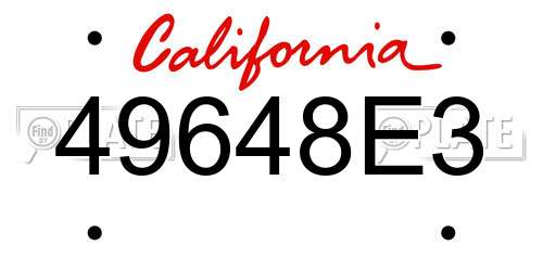 49648E3 California License Plate