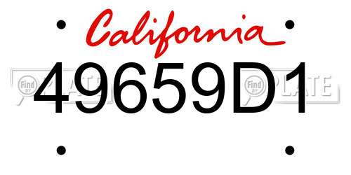 49659D1 California License Plate