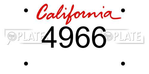4966 California License Plate