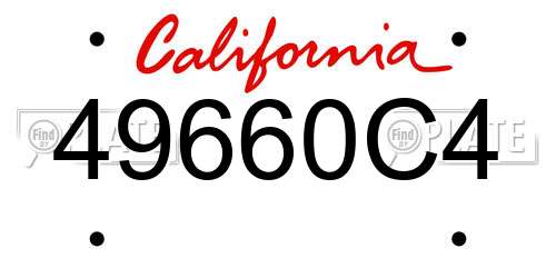 49660C4 California License Plate