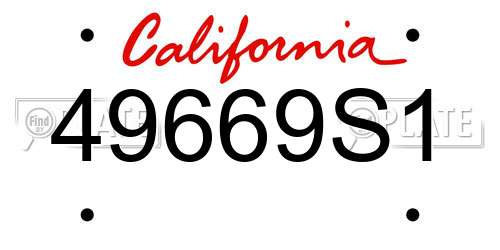 49669S1 California License Plate