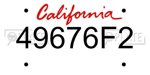 49676F2 California License Plate