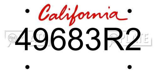 49683R2 California License Plate