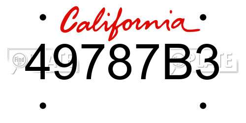 49787B3 California License Plate