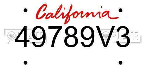 49789V3 California License Plate