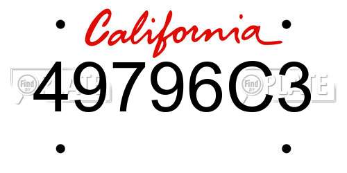 49796C3 California License Plate
