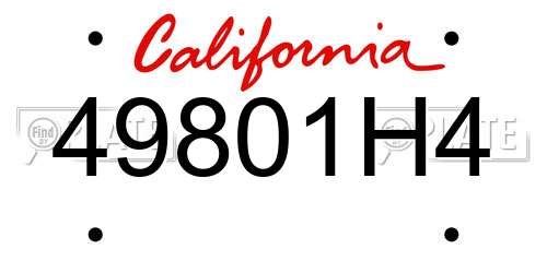 49801H4 California License Plate