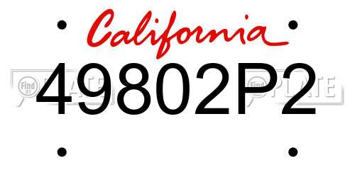49802P2 California License Plate