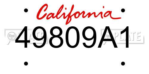 49809A1 California License Plate