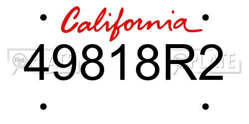 49818R2 California License Plate