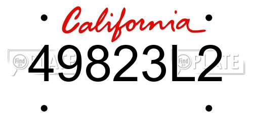 49823L2 California License Plate
