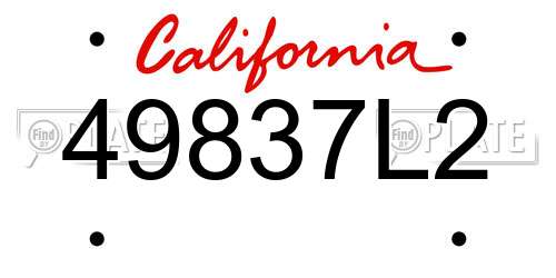 49837L2 California License Plate