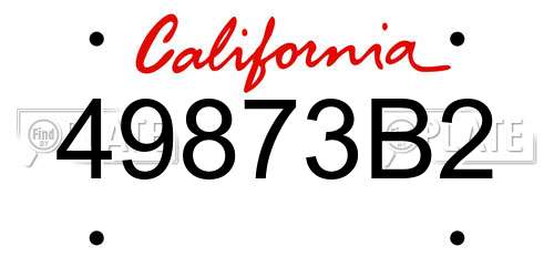 49873B2 California License Plate