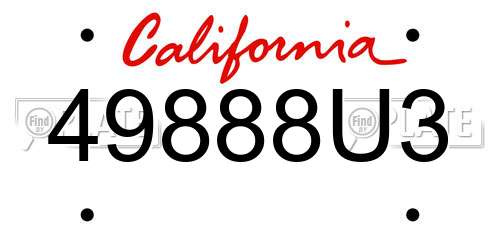49888U3 California License Plate