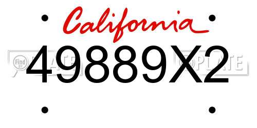 49889X2 California License Plate