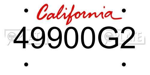 49900G2 California License Plate