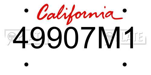 49907M1 California License Plate
