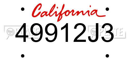 49912J3 California License Plate