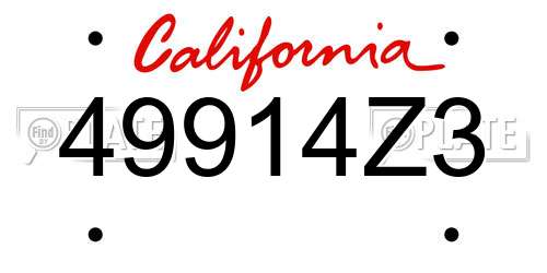 49914Z3 California License Plate