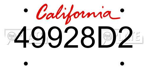 49928D2 California License Plate